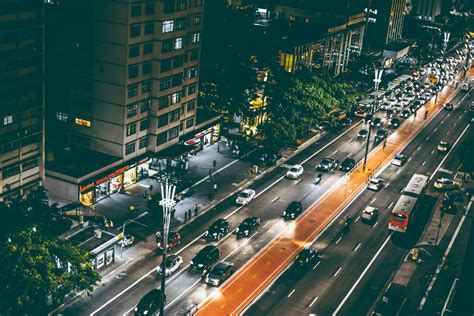 Aerial View of City Street during Nighttime · Free Stock Photo