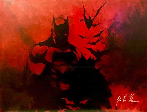 Red Batman Painting by John Von Brown | Artmajeur