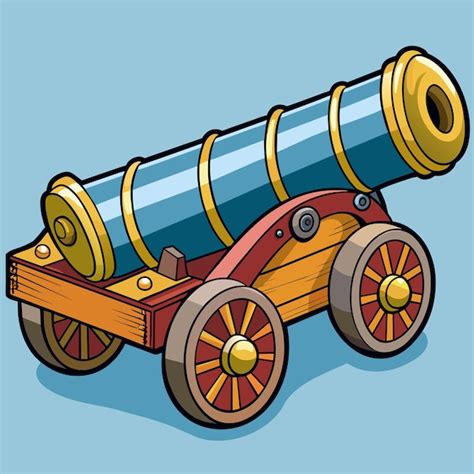 A cartoon drawing of a cannon with a large barrel and a large tube ...