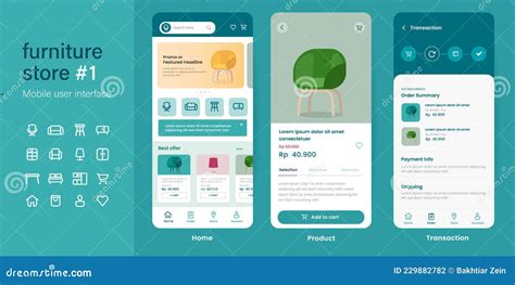 Mobile App User Interface UI Kit UX of Furniture Shop Online Store E-commerce Website Layout ...