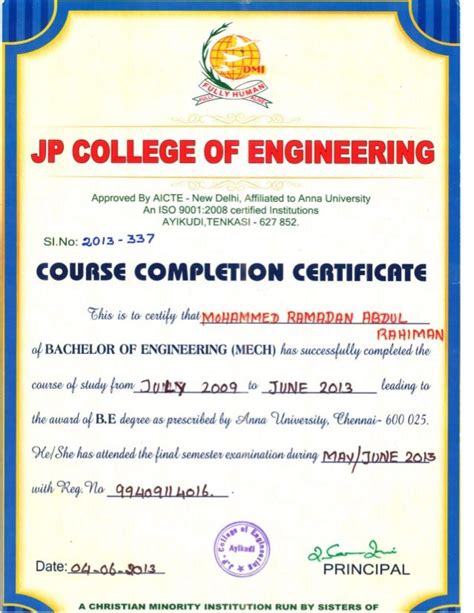 Course Completion Certificate