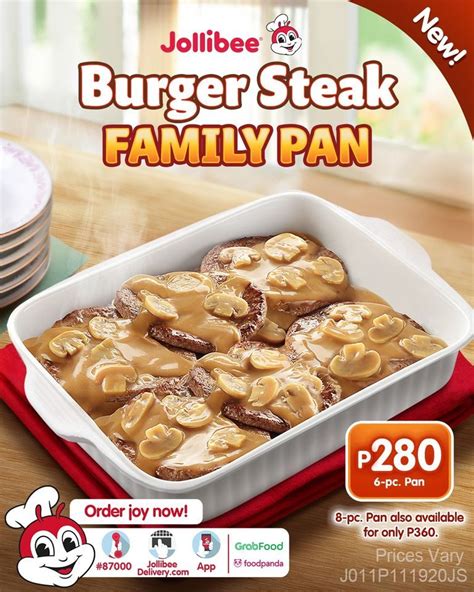 Jollibee's burger steak now served by the pan