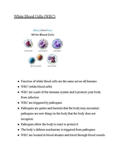 White Blood Cells function, diseases, and types - White Blood Cells (WBC) Function of white ...