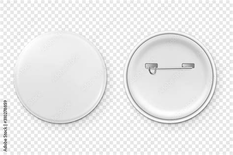 Vector 3d Realistic Metal or Plastic Blank Button Badge Icon Set ...