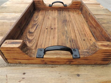 Rustic Wood Coffee Table Ottoman Serving Tray - Large - Buy Online in ...