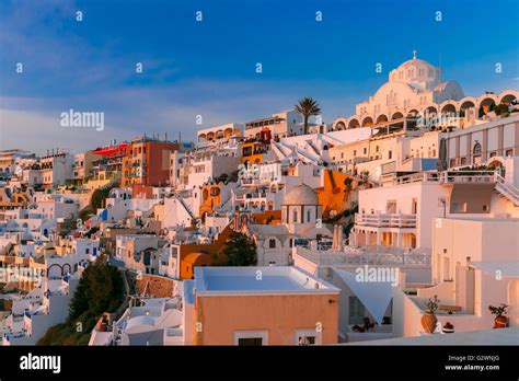 Fira at sunset, Santorini, Greece Stock Photo - Alamy