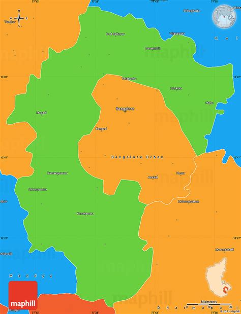 Political Simple Map of Bangalore Rural