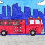 Easy How to Draw a Fire Truck Tutorial and Coloring Page