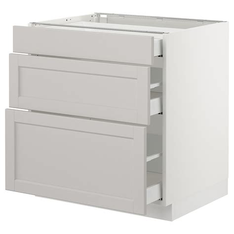 SEKTION base cabinet with 3 drawers, white Maximera/Lerhyttan light ...