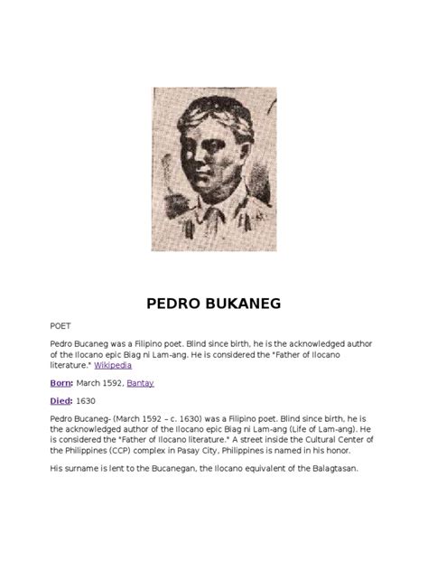 Pedro Bukaneg | Philippines | Poetry