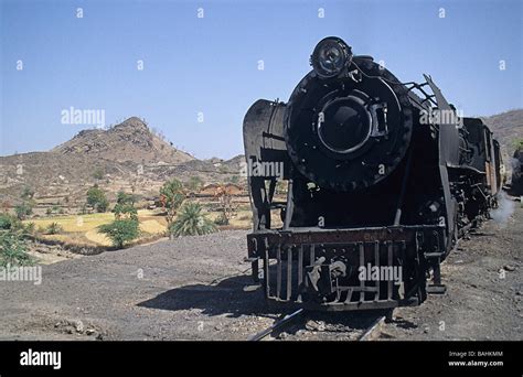 Indian Railways, steam locomotive on train from Udaipur to Ahmadabad ...