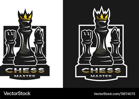 Chess game emblem logo Royalty Free Vector Image