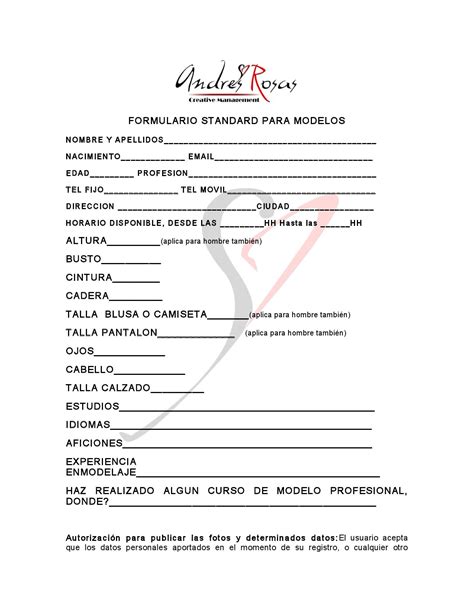 FORMULARIO PARA MODELOS by ANDRES ROSAS - Issuu