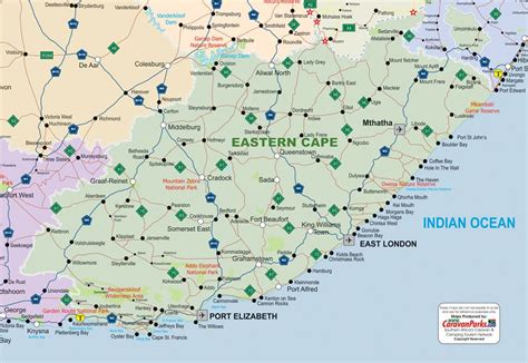 Eastern Cape Map - CaravanParks.com Maps | Eastern cape, South africa map, Africa map