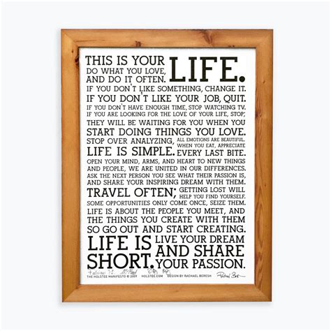 Holstee Manifesto Letterpress Poster in a Reclaimed Wood Frame | Holstee