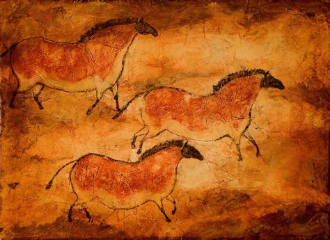 Cave Art Series--Three Ponies 8x10 print of prehistoric, primitive ...