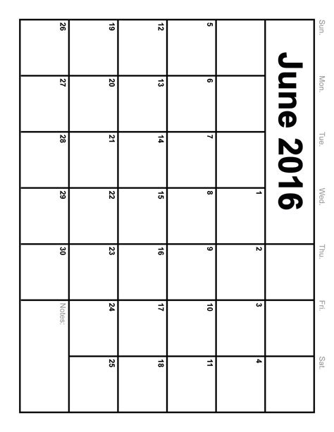 Blank Monthly Calendar Landscape