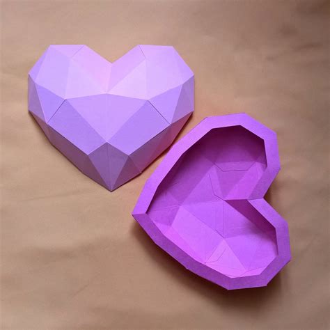 22 - papercraft HEART - printable digital template | Heart printable, Paper crafts, Origami