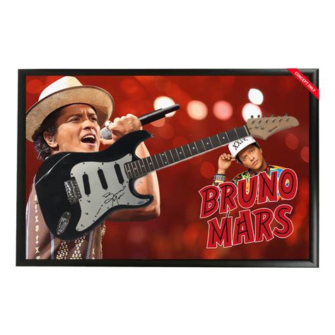 Music – Bruno Mars Hand Signed & Framed Full size Guitar with Custom ...