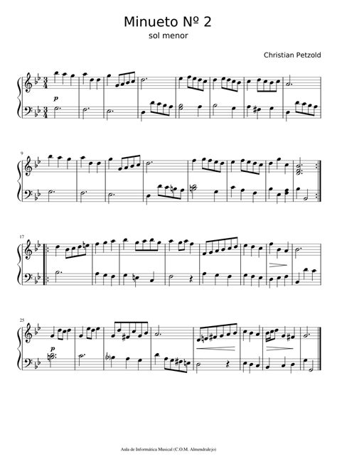 Minueto nº2 - Petzold Sheet music for Piano (Solo) Easy | Musescore.com