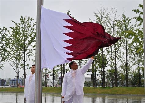 Qatari Flag Raised In Asian Games Village In Hangzhou, China