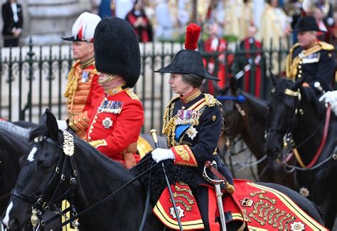 Princess Anne arrives at the coronation in a cloak