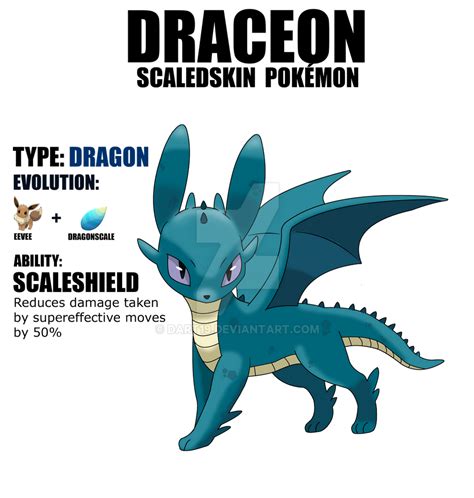 DRACEON Eevee Evolution Dragon Type by DArt19 on DeviantArt | Eevee, Eevee evolutions, Pokemon ...