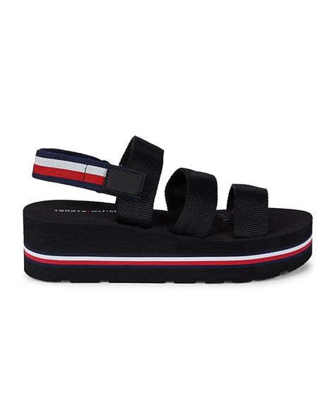 Tommy Hilfiger Atinea Platform Slides in Black | Lyst