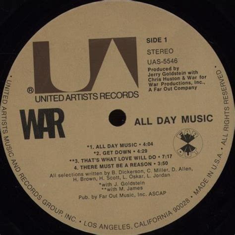 War All Day Music US vinyl LP album (LP record) (674703)