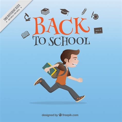 Free Vector | boy running to go to school background