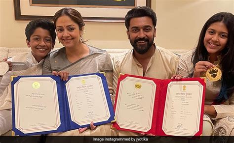 Jyotika And Suriya Celebrate National Award Win With Kids Diya And Dev