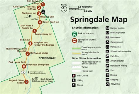 Trailhead Shuttle Map & Schedule for Springdale & Zion Canyon