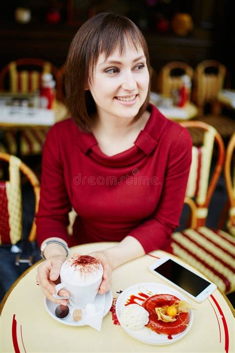 Woman Drinking Coffee in Outdoor Cafe or Restaurant, Paris, France Stock Photo - Image of europe ...