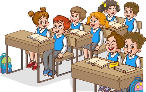 Illustration with kids and teacher in a classroom. Education ...