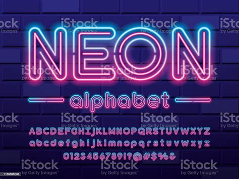 Neon Font Stock Illustration - Download Image Now - Neon Lighting, Text ...