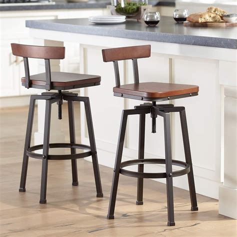 Roark Dark Bronze Adjustable Swivel Bar Stools Set of 2 - #44E78 ...