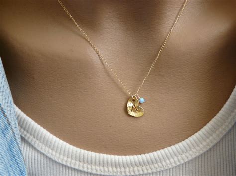 Initial Heart Necklace Gold Initial Necklace Valentines Day - Etsy