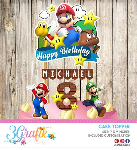 Super Mario Bros Cake Topper Printable | Mario bros cake topper