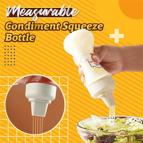 350ML Measurable Condiment Squeeze Bottle For Ketchup Mustard Mayo Hot Sauces Olive Oil Bottles ...