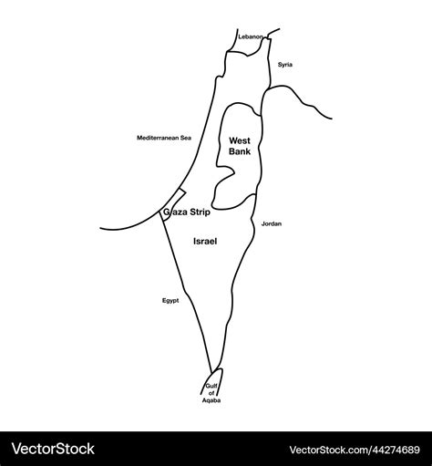 Palestine and israel outline map editable eps Vector Image