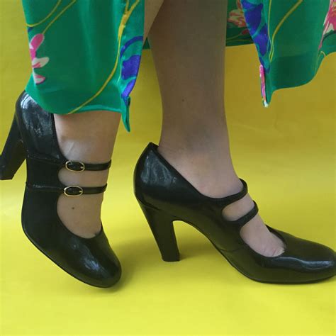 Vintage Black Patent Leather Mary Jane Heels, Women's Size 8.5, Vintage ...