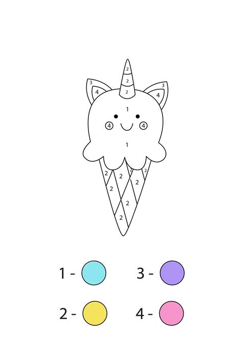 Unicorn Ice Cream Color By Number - Download, Print Now!