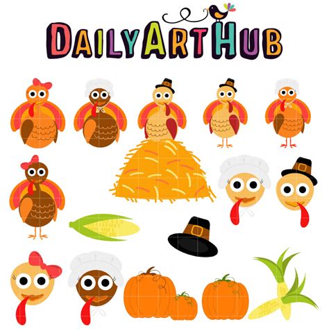 Gobble Gobble Thanksgiving Turkey Clip Art Set – Daily Art Hub // Graphics, Alphabets & SVG