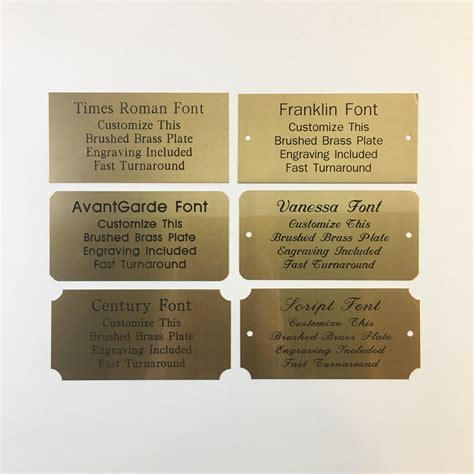 3" x 5" Engraved Brushed Brass Plate Black Etched Letters - Eastwood Awards & Engraving