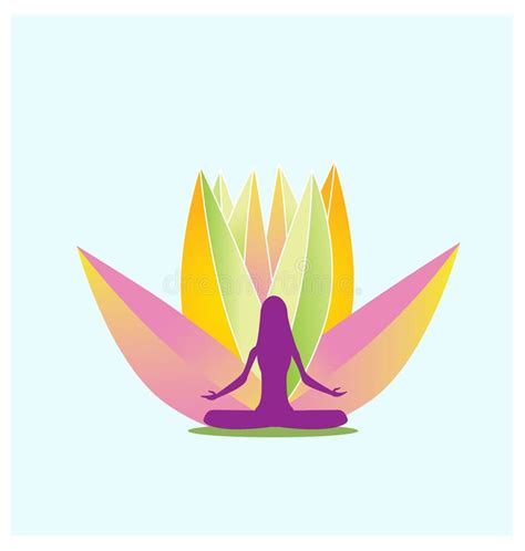 Yoga and Pink Lotus Flower Logo Stock Vector - Illustration of decoration, flourish: 94198347