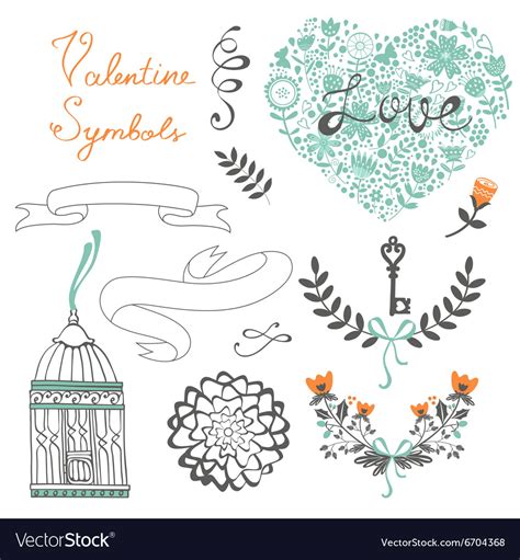 Romantic collection with flowers wreaths Vector Image