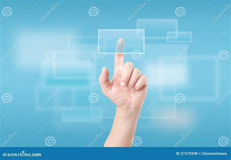 Finger Touching Touch Screen Stock Photo - Image of forecasting, biometrics: 27375598