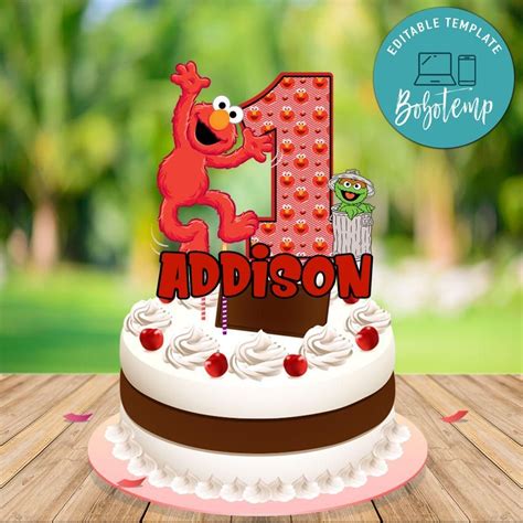 Elmo Sesame Street Birthday Cake Topper Template Printable DIY ...