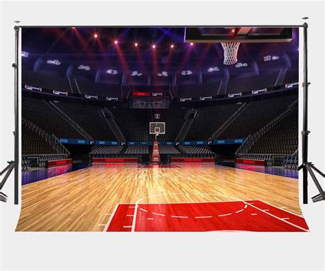 ABPHOTO Polyester 7x5ft Bright Indoor Basketball Court Backdrop Empty Basketball Games Court ...