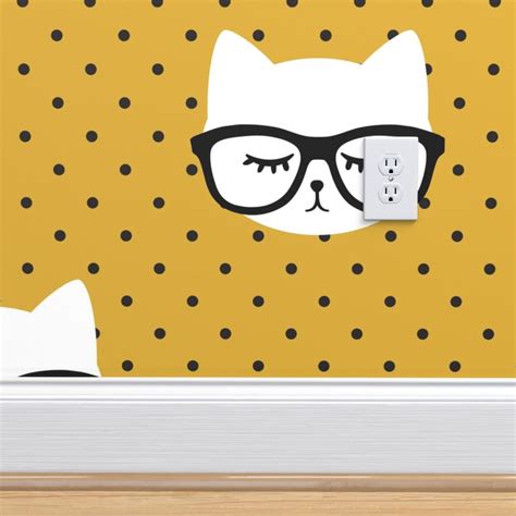 Cats Wallpaper Cat With Glasses by Littlearrowdesign Cats | Etsy